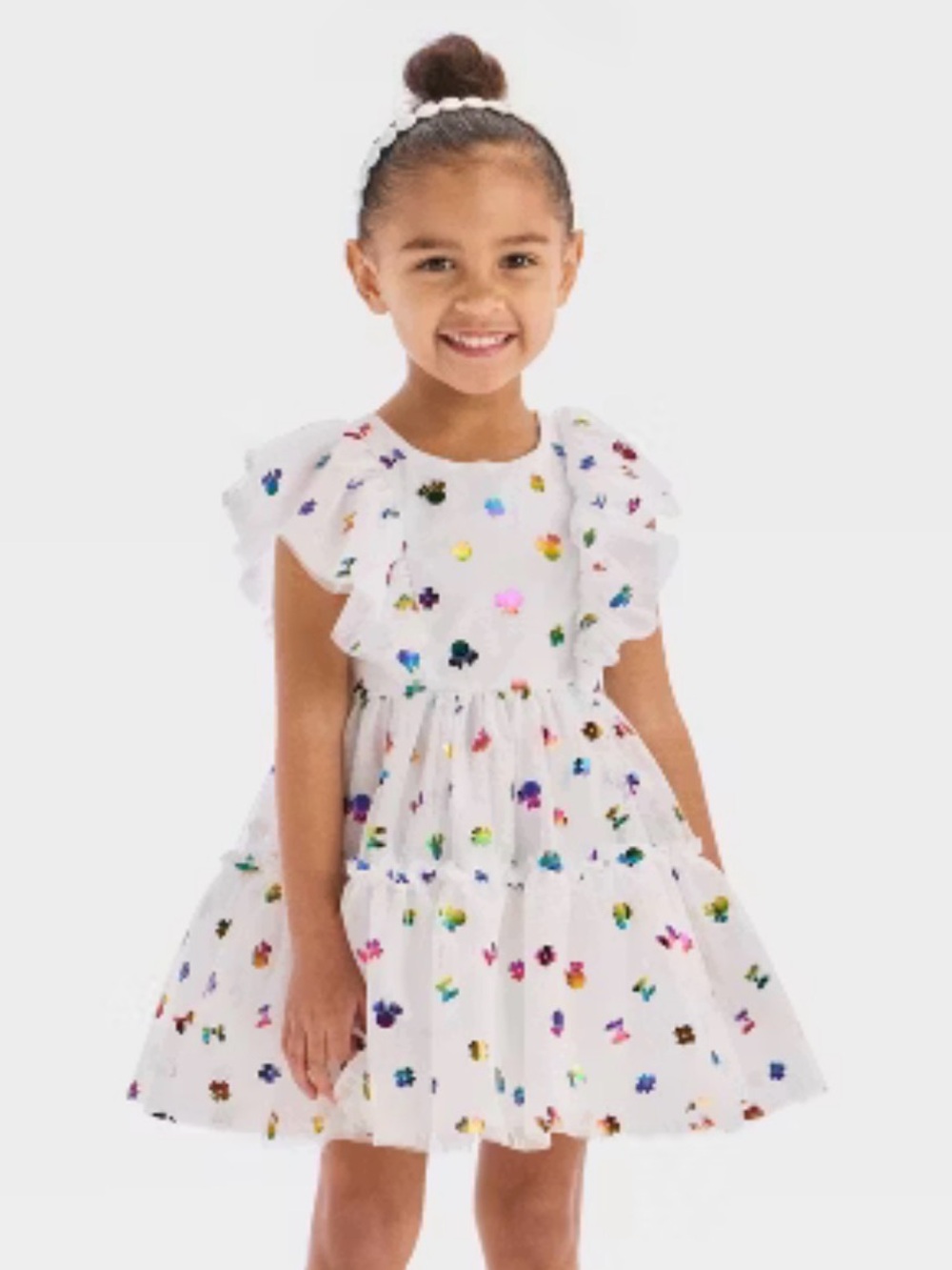 Disney Minnie Mouse White Dress with Multicolor accents